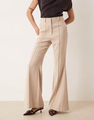 Asos Tall Asos Design Tall Tailored Extreme Slinky Flare Pants In Neutral