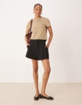 [ASOS DESIGN] ASOS DESIGN Tall tailored high waist belted shorts in black 14 Black
