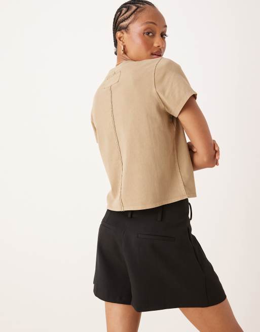ASOS DESIGN Tall tailored high waist belted shorts in black, 3 of 5