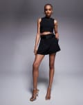 [ASOS Tall] ASOS DESIGN Tall tailored high waisted belted shorts in black 14 Black