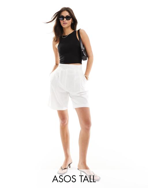 ASOS DESIGN Tall tailored longline short in cream