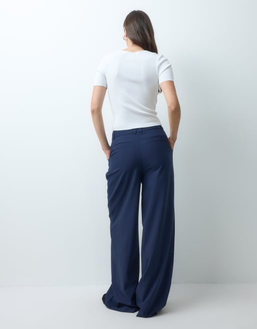 ASOS DESIGN Tall Tailored low rise mensy trouser in navy, 4 of 5