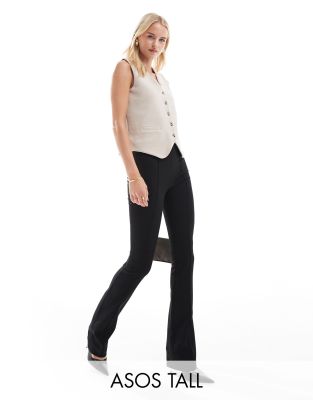 ASOS DESIGN Tall tailored pintuck pants in black