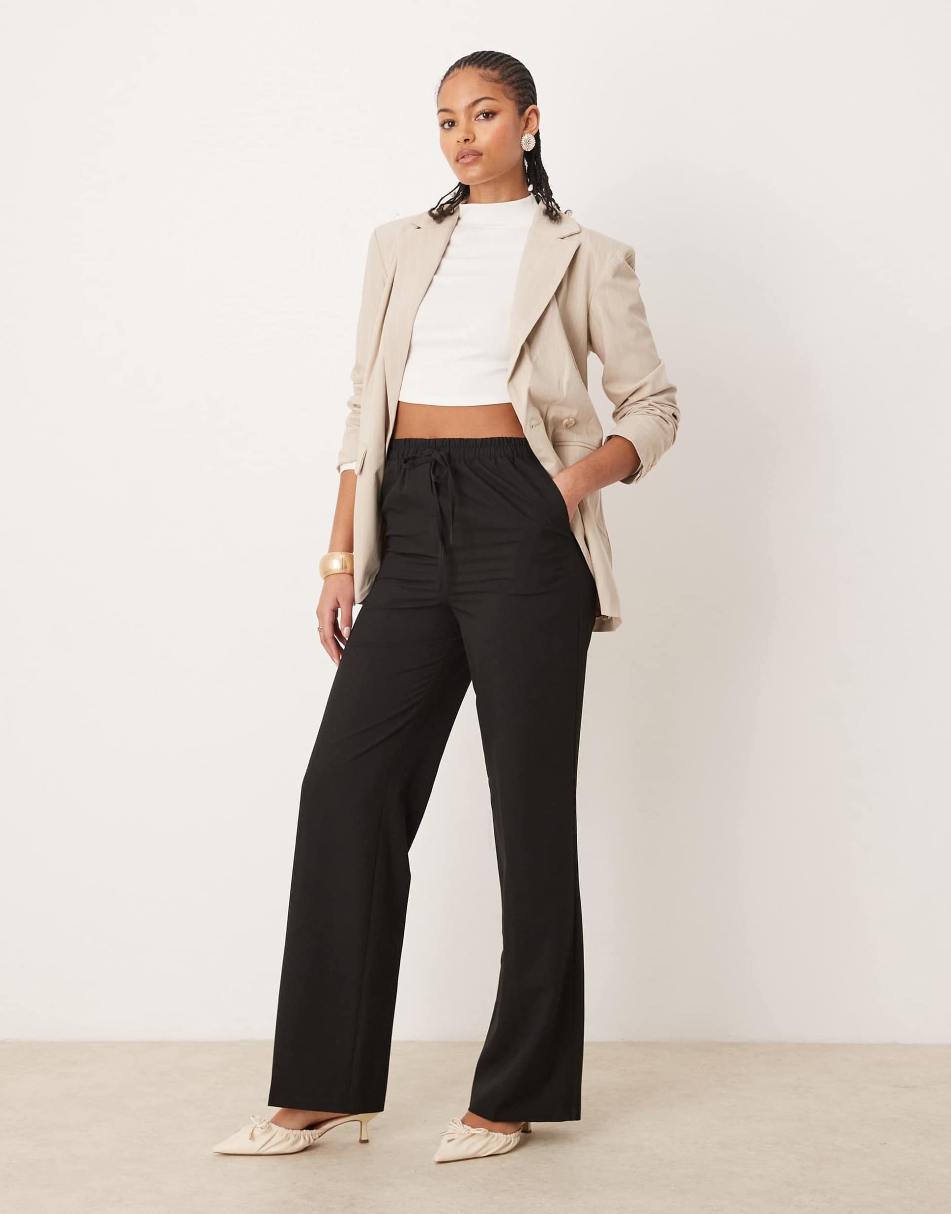 asos design tall tailored pull on pants in black