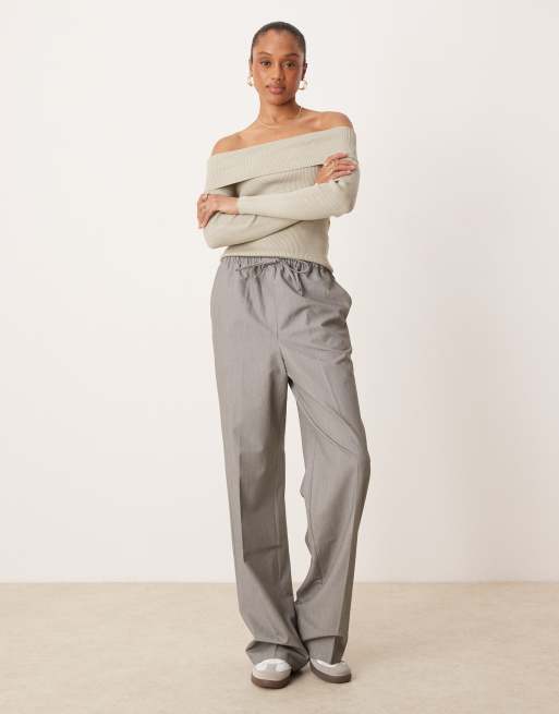 ASOS DESIGN Tall tailored pull on pants in gray