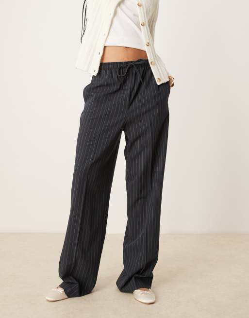 ASOS DESIGN Tall tailored pull on pants in navy stripe