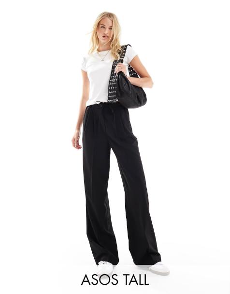 ASOS DESIGN Tall tailored pull on trousers in black - view 1