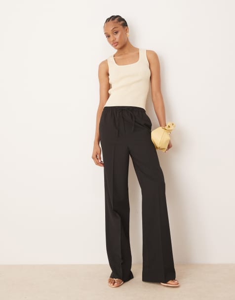ASOS DESIGN Tall tailored pull on trousers in black - view 1