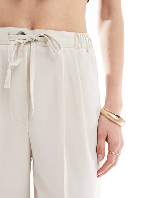ASOS DESIGN Tall tailored pull on trousers in stone, 3 of 5