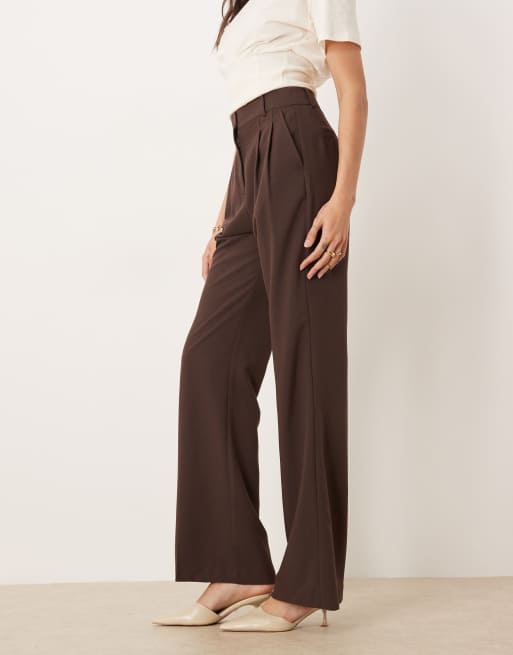 ASOS DESIGN Tall tailored relaxed flares in chocolate, 2 of 5