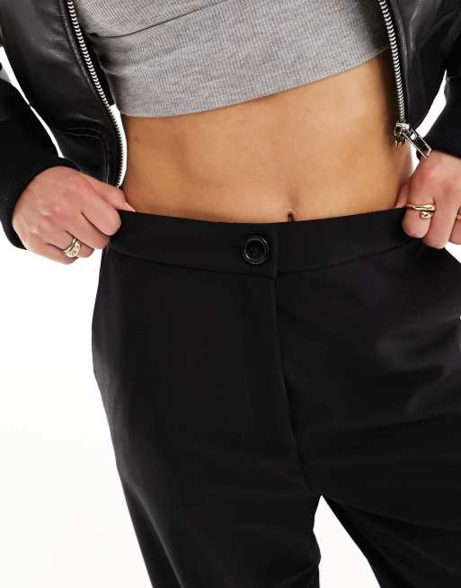 ASOS DESIGN Tall tailored relaxed straight leg trousers in black 