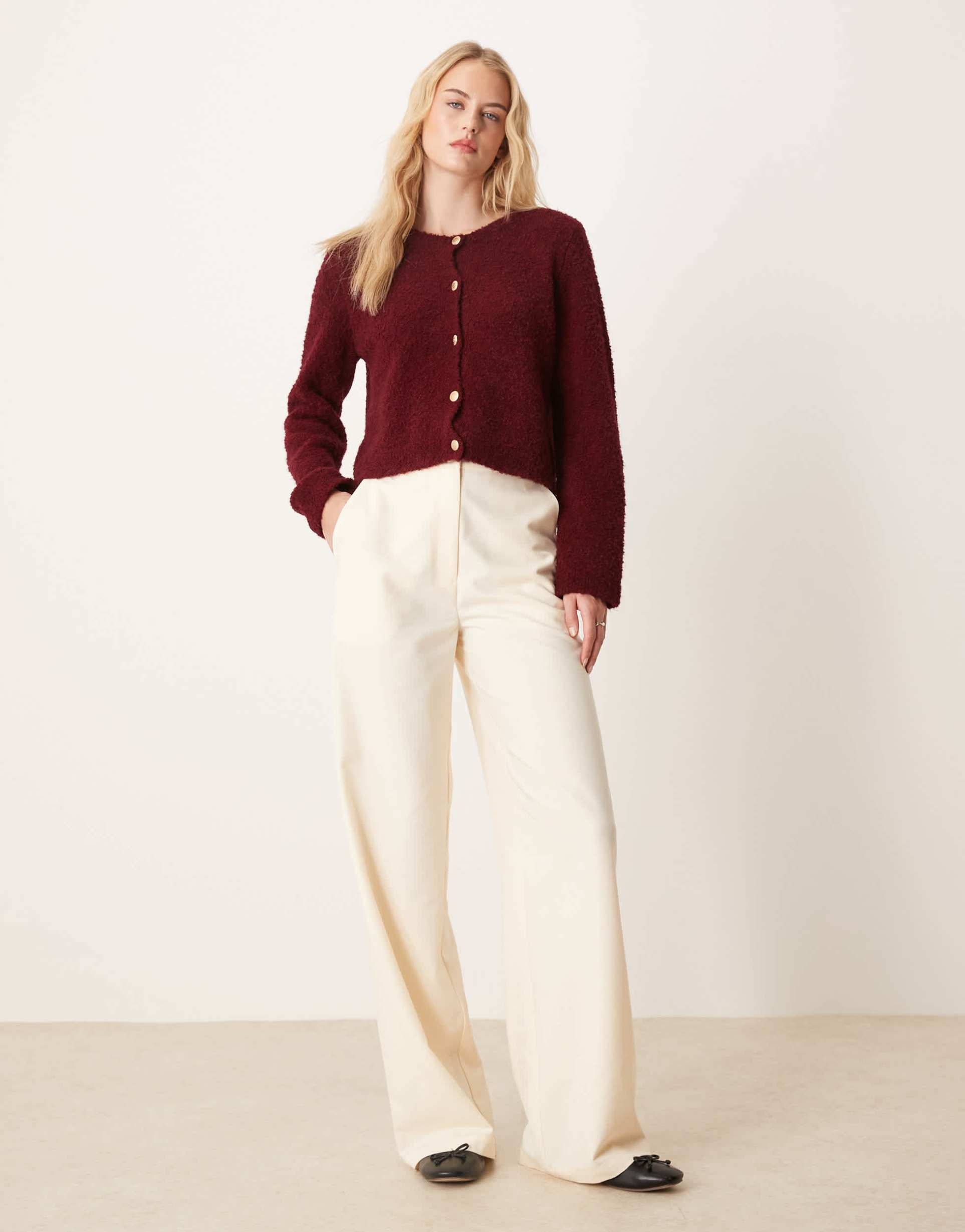 asos design tall tailored relaxed straight leg pants in buttermilk