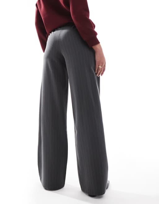 ASOS DESIGN Tall tailored relaxed straight leg pants in charcoal stripe, 3 of 5