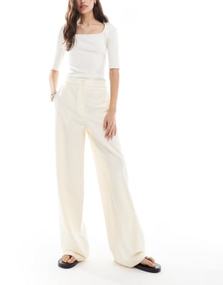 Asos Design Tall Tailored Relaxed Straight Leg Pants In White