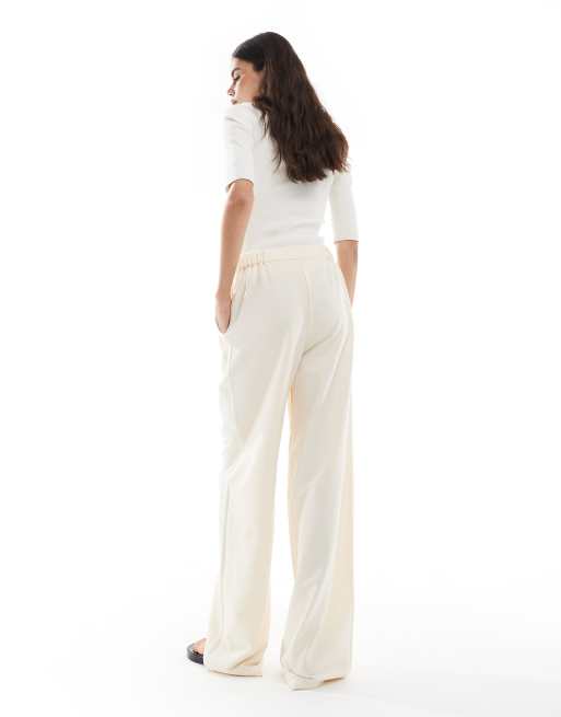 ASOS DESIGN Tall tailored relaxed straight leg pants in cream