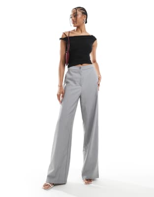 ASOS DESIGN Tall tailored relaxed straight leg pants in gray