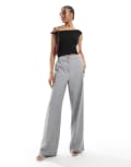 [ASOS Tall] ASOS DESIGN Tall tailored relaxed straight leg pants in grey 10 Grey