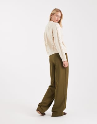 Asos Design Tall Tailored Relaxed Straight Leg Pants In Green