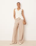 [ASOS DESIGN] ASOS DESIGN Tall tailored relaxed straight leg pants in stone-Neutral 16 Stone