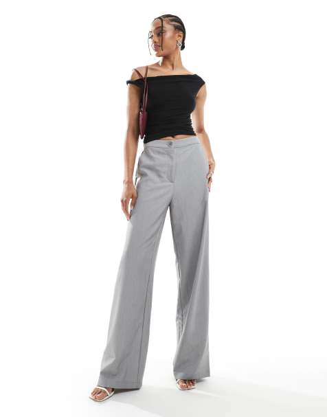 ASOS DESIGN Tall tailored relaxed straight leg trousers in grey - view 1