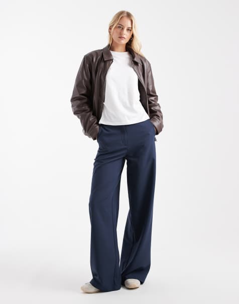 ASOS DESIGN Tall tailored relaxed straight leg trousers in navy