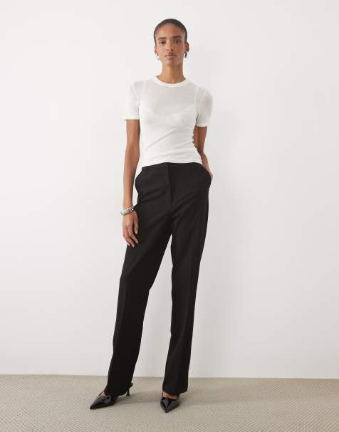 ASOS DESIGN Tall tailored relaxed straight trousers in black - view 1