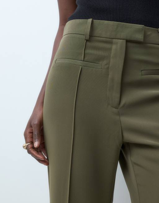 ASOS DESIGN Tall tailored skinny flare trousers in forest green, 4 of 5