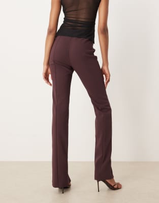 Asos Design Tall Tailored Skinny Pants With Zip Front Detail In Brown