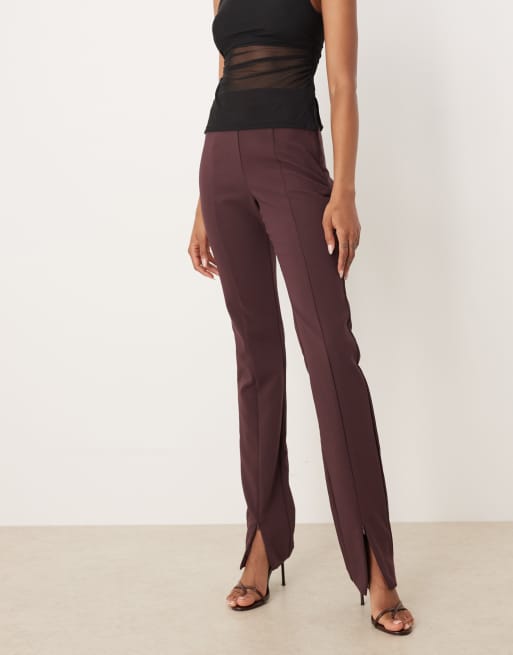 ASOS DESIGN Tall tailored skinny pants with zip front detail in brown, 3 of 5