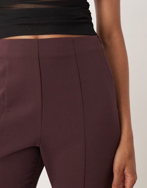 ASOS DESIGN Tall tailored skinny pants with zip front detail in brown, 4 of 5