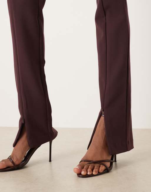 ASOS DESIGN Tall tailored skinny pants with zip front detail in brown, 5 of 5