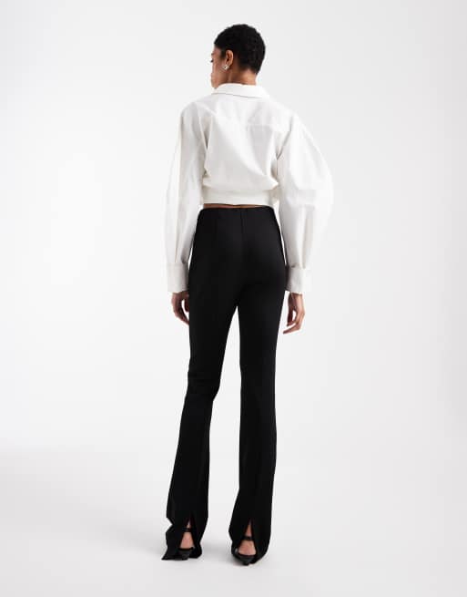 ASOS DESIGN Tall tailored skinny ponte pants with split in black, 5 of 5