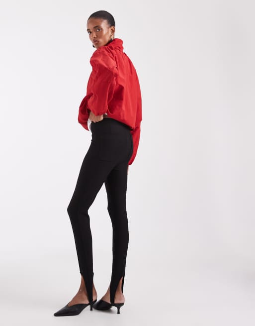ASOS DESIGN Tall tailored skinny stirrup leggings in black, 4 of 5