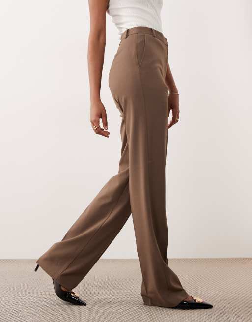 ASOS DESIGN Tall tailored slim straight leg pants in dark taupe, 2 of 5