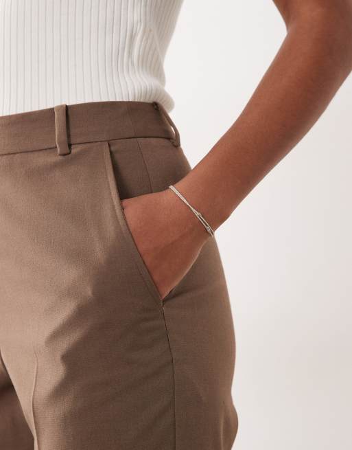 ASOS DESIGN Tall tailored slim straight leg pants in dark taupe, 4 of 5