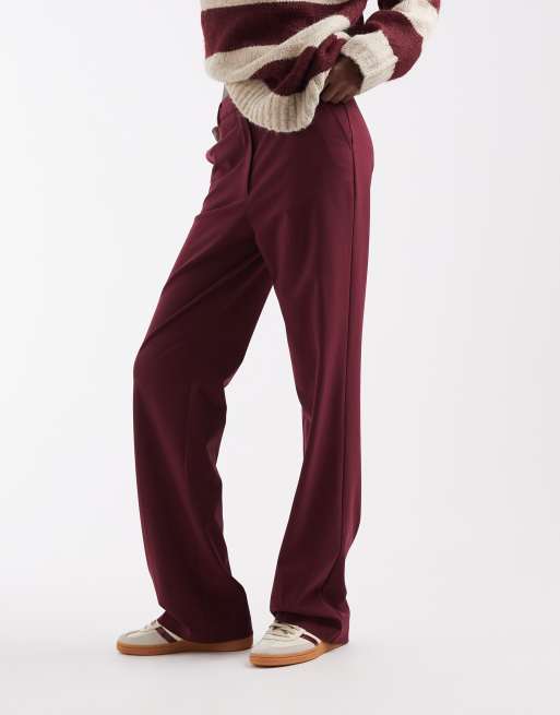 ASOS DESIGN Tall tailored slim straight pants in burgundy, 2 of 5