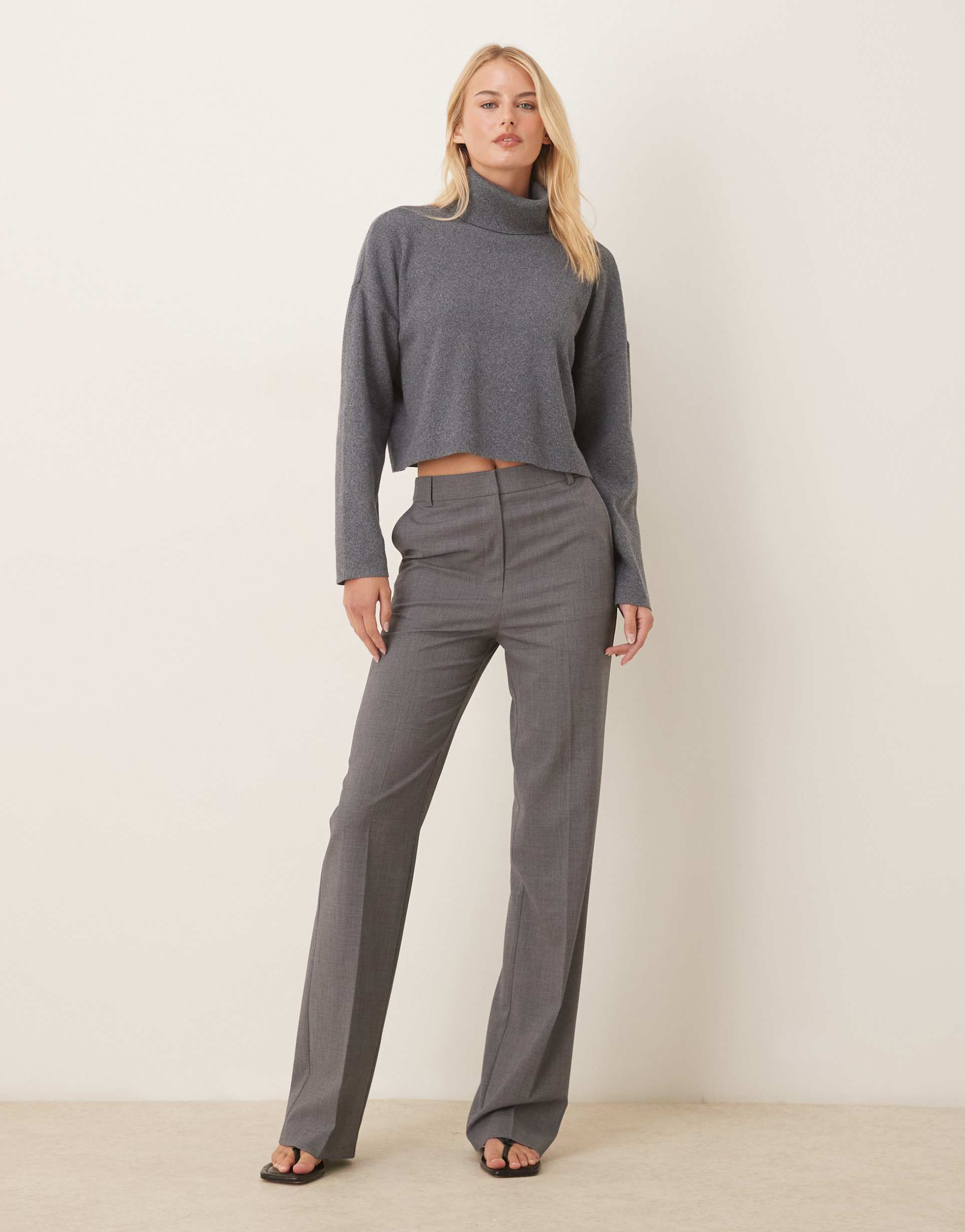 asos design tall tailored slim straight pants in gray