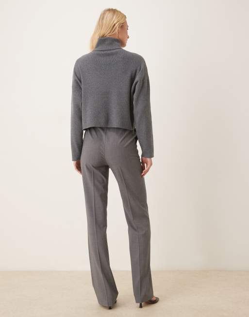 ASOS DESIGN Tall tailored slim straight pants in gray