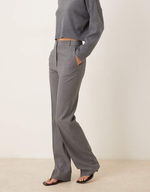 ASOS DESIGN Tall tailored slim straight pants in gray