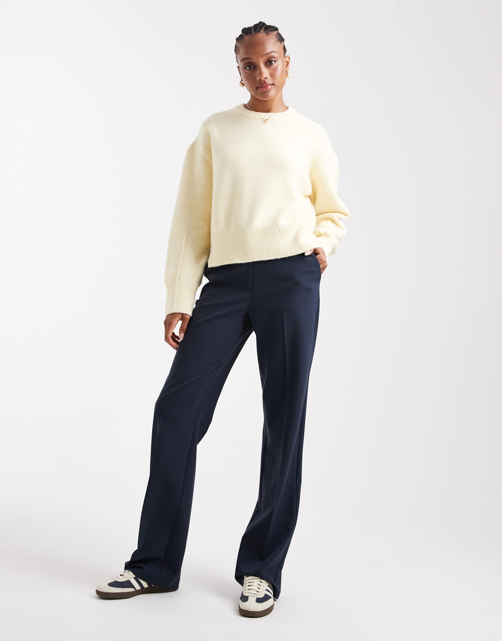 asos design tall tailored slim straight pants in navy
