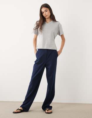 Asos Design Tall Tailored Slim Straight Pants In Blue