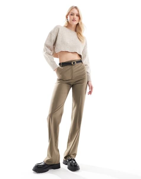 ASOS DESIGN Tall tailored slim straight pants in olive - view 1