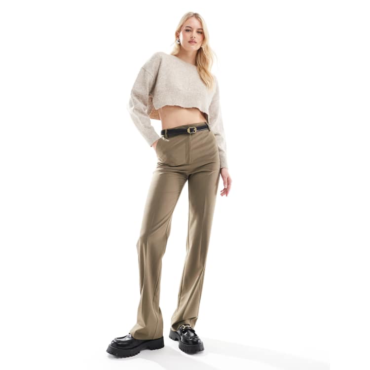 ASOS DESIGN Tall tailored slim straight pants in olive | ASOS