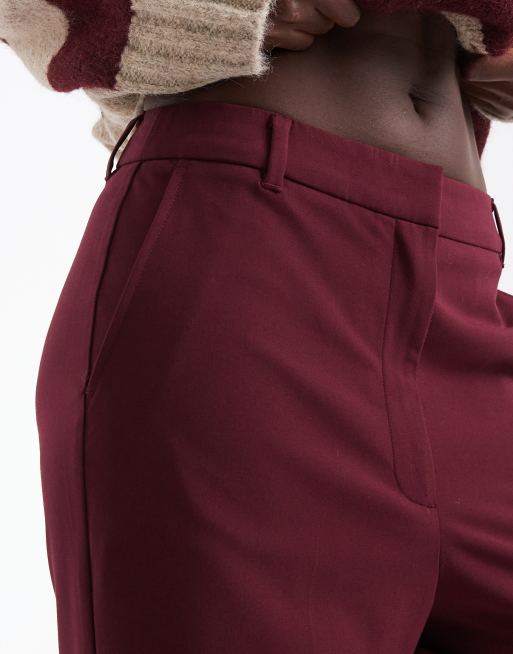 ASOS DESIGN Tall tailored slim straight trousers in burgundy, 5 of 5