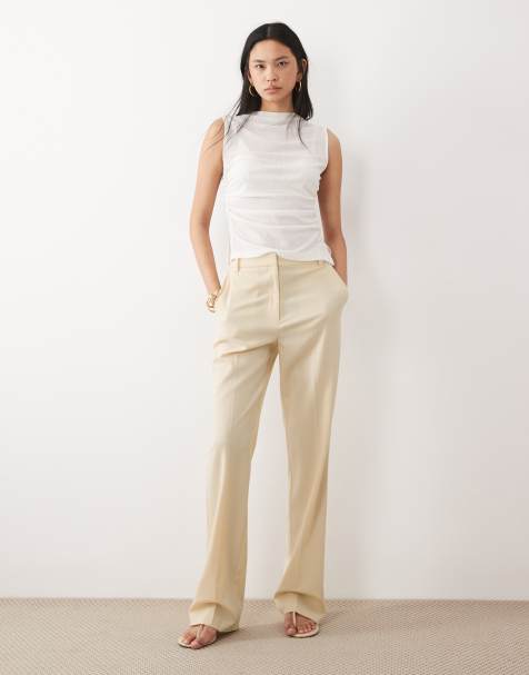 ASOS DESIGN Tall tailored slim straight trousers in buttermilk - view 1