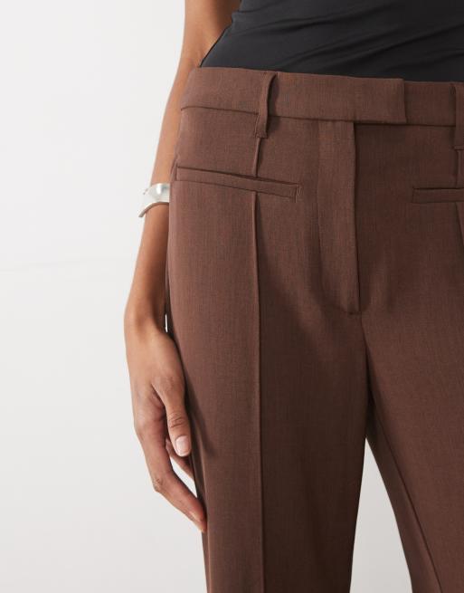 ASOS DESIGN Tall tailored slinky flare pants in dark brown, 2 of 5