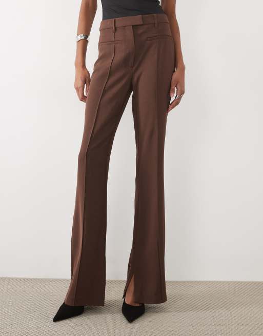 ASOS DESIGN Tall tailored slinky flare pants in dark brown, 5 of 5