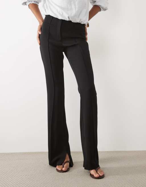 ASOS DESIGN Tall tailored slinky flare trousers in black, 2 of 5
