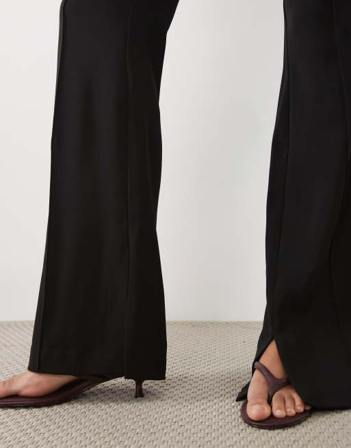 ASOS DESIGN Tall tailored slinky flare trousers in black, 4 of 5