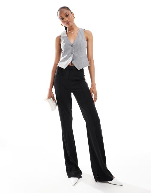ASOS DESIGN Tall tailored slinky skinny flare pants in black